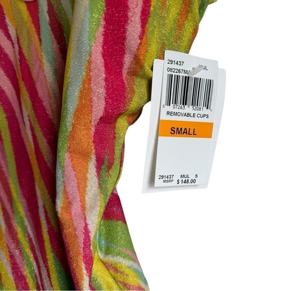 New!‎ Becca Awaken One Piece Swimsuit Sparkly Shimmer Stripes - Picture 5 of 8